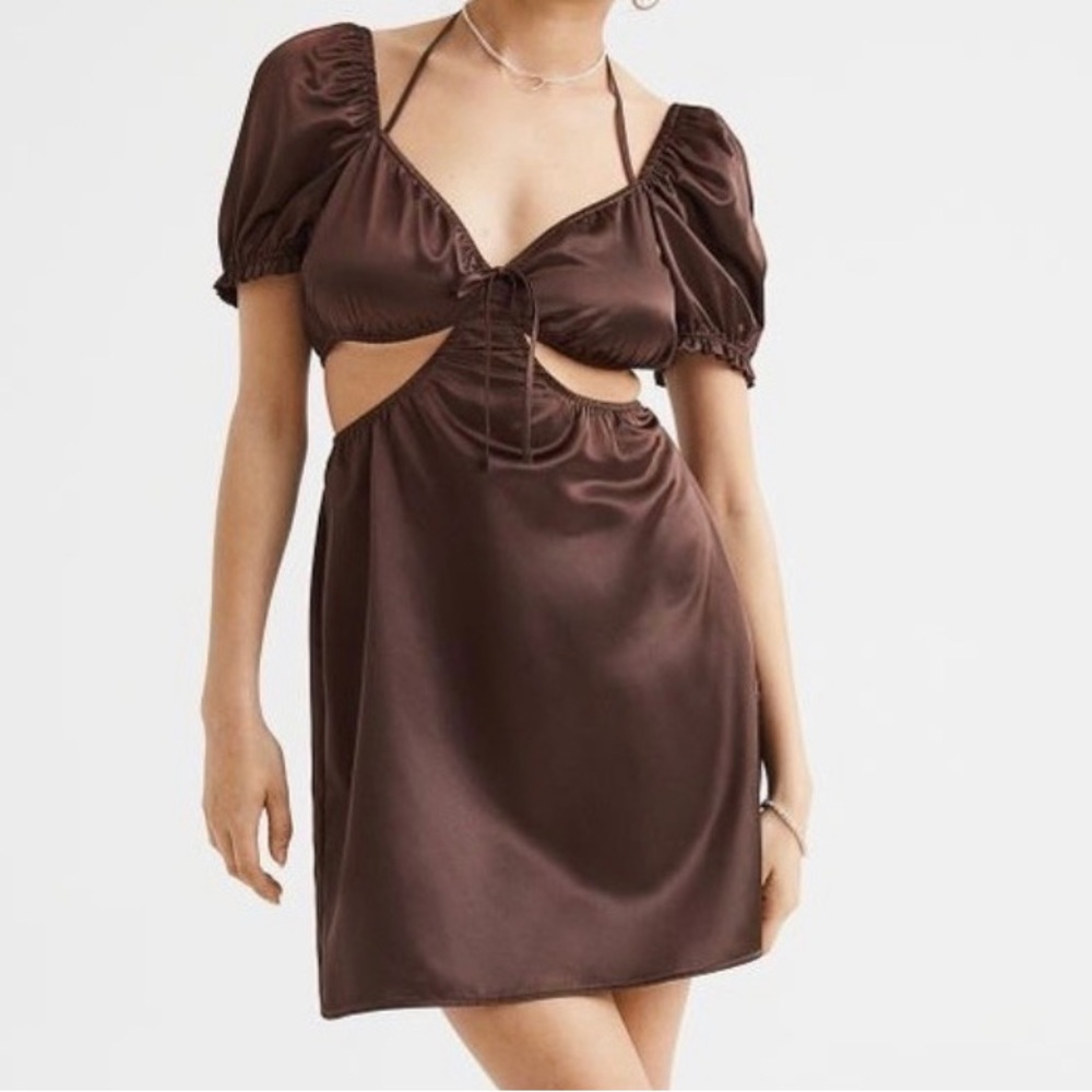 NWT- H&M Cut Out Brown Mini Dress
